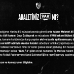 KOCAELİSPOR HAKEMLERLE İLGİLİ TFF VE MHK'YE BAŞVURDU