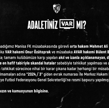 KOCAELİSPOR HAKEMLERLE İLGİLİ TFF VE MHK'YE BAŞVURDU